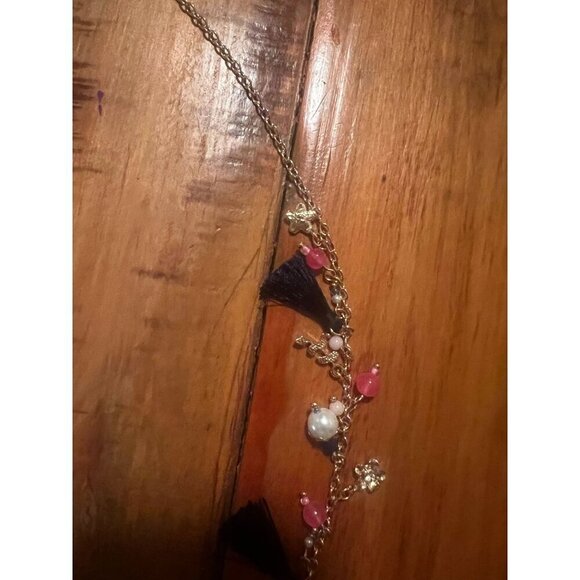 Crown & Ivy Tropic Isle Necklace With Tassels, Beads and Faux Pearls - NEW - Picture 3 of 5